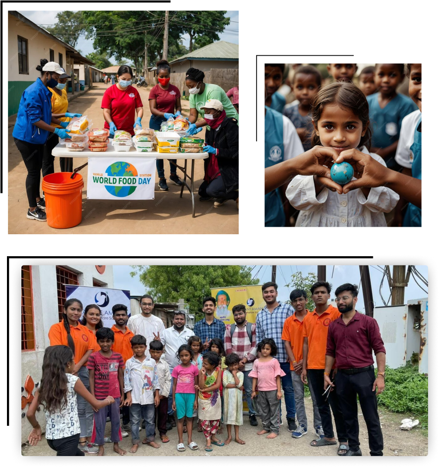 Group of people distributing food on World Food Day